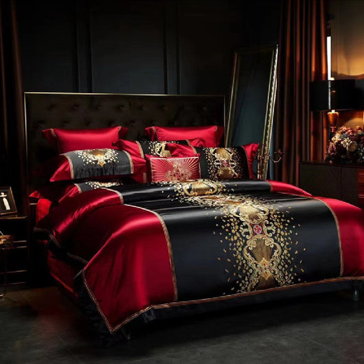 Juego de Cama Completo 4 Piezas Algodón Seda con Bordado