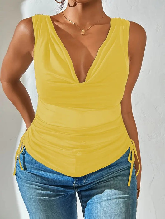 Top Crop Escotado Ajustado de Cintura Alta Sexy - Image 32