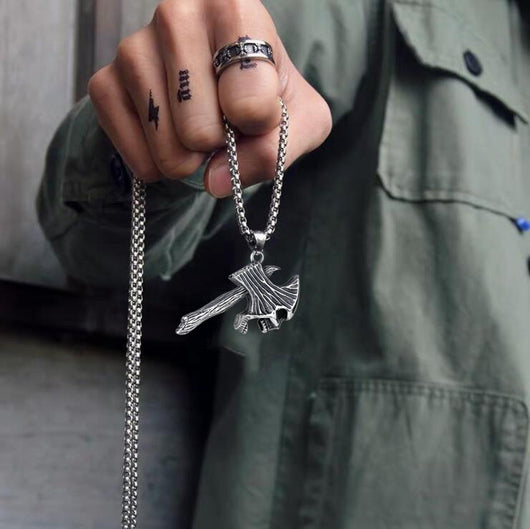 Anillo de Acero Inoxidable Calavera Tomahawk Retro para Hombre - Image 13