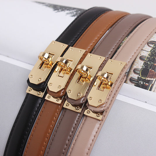 Cinturón Fino de Cuero para Mujer - Accesorio Elegante para Vestidos, Suéteres y Abrigos