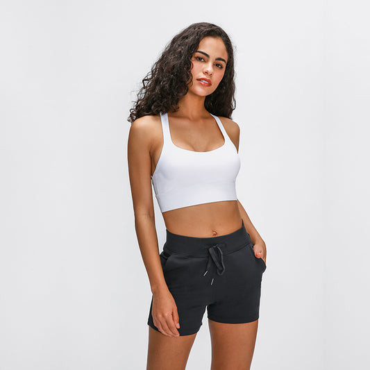 Sujetador Deportivo Mujer con Espalda Cruzada y Fruncido