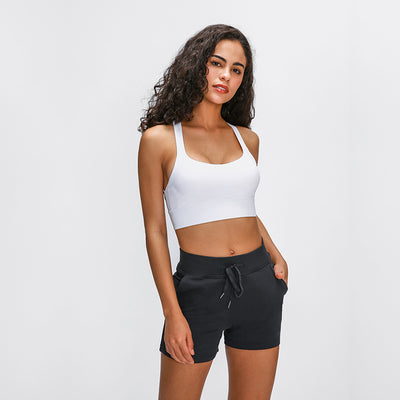 Sujetador Deportivo Mujer con Espalda Cruzada y Fruncido