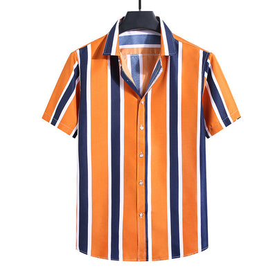 Camisa Holgada de Rayas para Hombre - Manga Corta - Image 17
