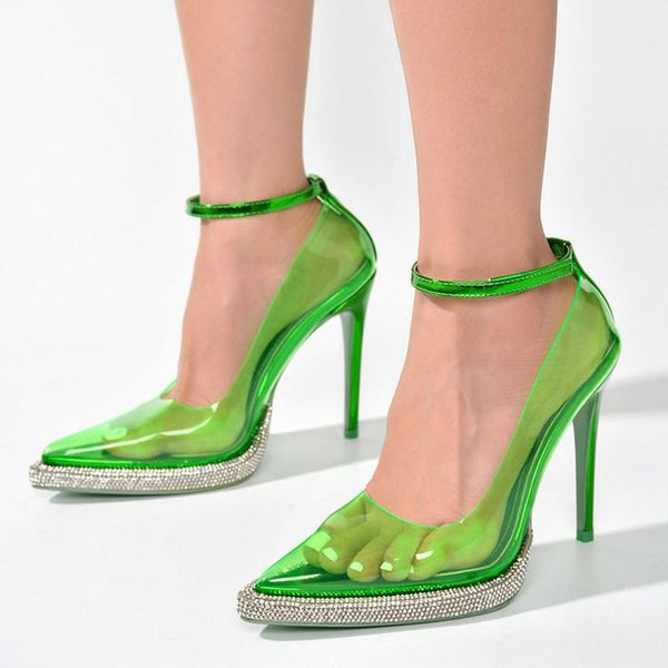 Tacones Plataforma Transparentes con Brillantes Impermeables