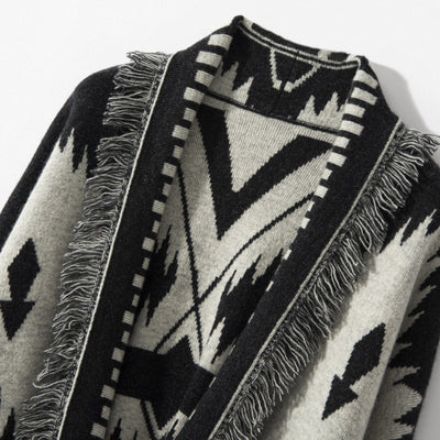 Cardigan Vintage con Jacquard y Borlas para Mujer - Image 2