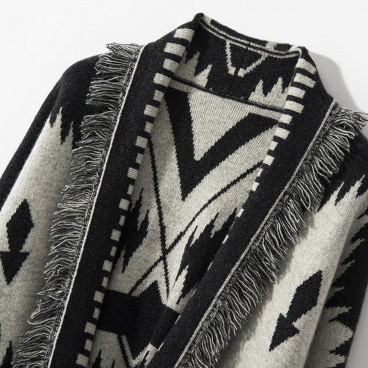 Cardigan Vintage con Jacquard y Borlas para Mujer - Image 2