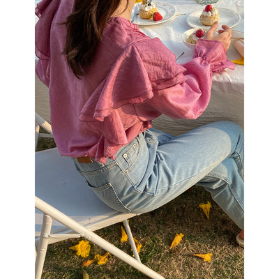 Blusa Elegante Suelta con Pliegues y Mangas Acampanadas - Image 6