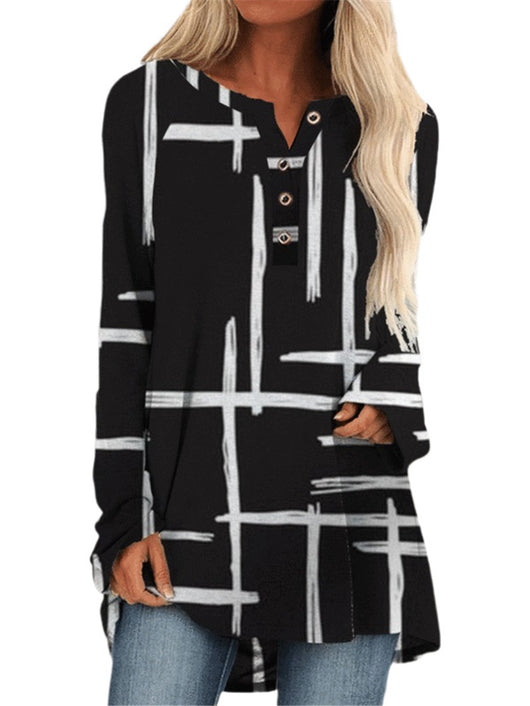 Chaqueta Suelta Estampada con Botones a Presión - Colección Otoño Invierno