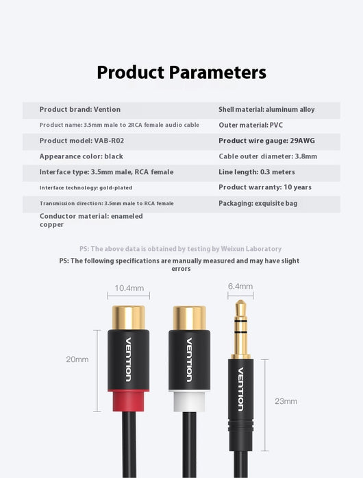 Cable de Audio 3.5mm con Conectores Giratorios Doble Lotus - Image 14