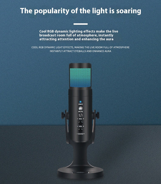 Micrófono Condensador USB con Luz Ambiental RGB Respirable - Image 6
