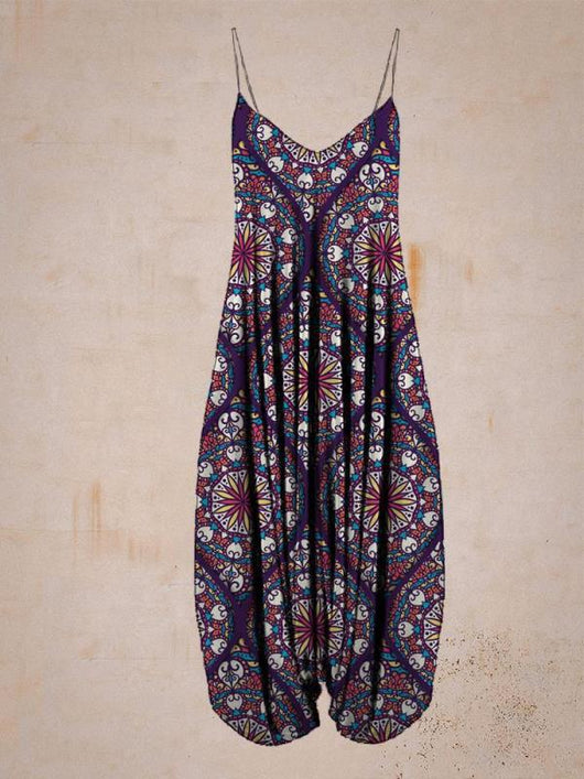 Jumpsuit Holgado con Estampado Étnico y Tirantes para Playa - Talla Plus - Image 8