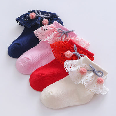Calcetines de Encaje con Moño para Niñas
