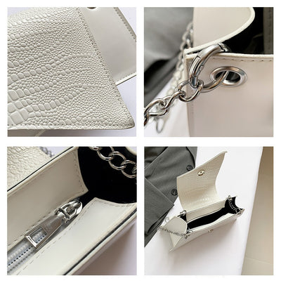 Cartera Cuadrada de Cuero Brillante con Patrón de Piedra para Mujer - Image 13