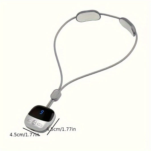 Red mini portable cervical massager with a pendant design, featuring an LCD screen and control buttons. - Image 5