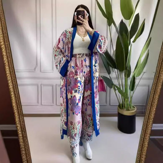 Conjunto Elegante de Camisa Estampada y Pantalón Ancho - Image 2