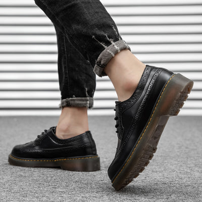 Zapatos de Cuero Retro con Plataforma Baja para Hombre - Image 5