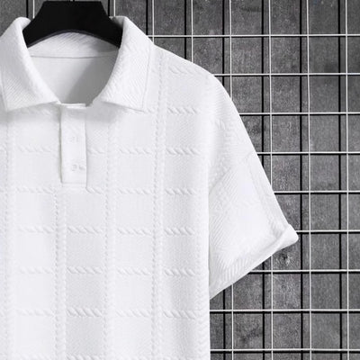 Polo Manga Corta Texturizado para Hombre con Cuello Solapa - Image 4