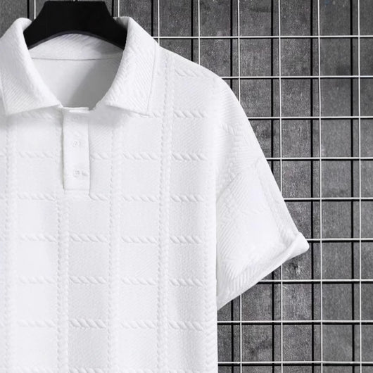 Polo Manga Corta Texturizado para Hombre con Cuello Solapa - Image 4