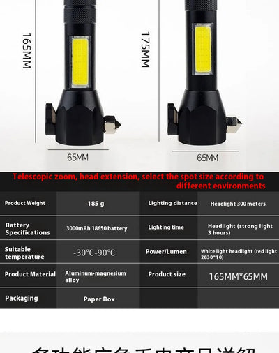 Linterna LED Recargable Multifunción con Martillo de Emergencia y Cortador de Vidrio - Image 18