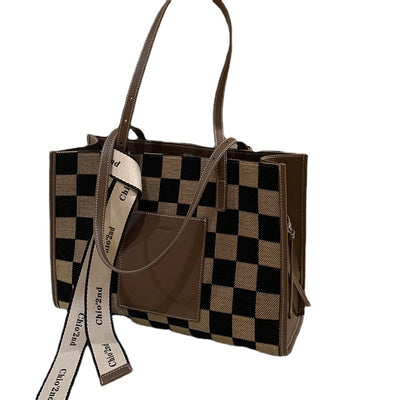 Bolso de Hombro Retro a Cuadros para Mujer - Image 7