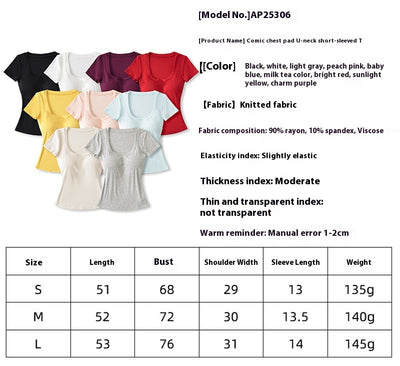 Playera Ajustada Cuello U Manga Corta para Mujer - Image 12