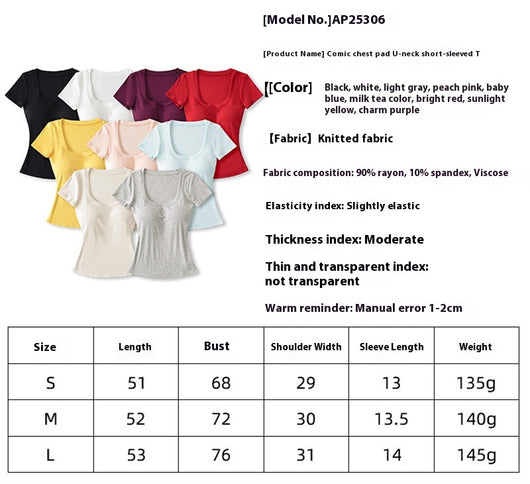 Playera Ajustada Cuello U Manga Corta para Mujer - Image 12