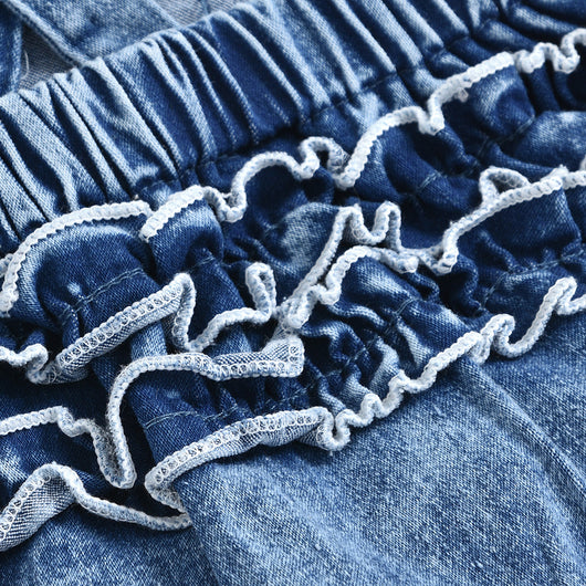Conjunto de Dos Piezas: Peto Denim con Estampado Arcoíris y Pañoleta para Bebé Niña - Image 8