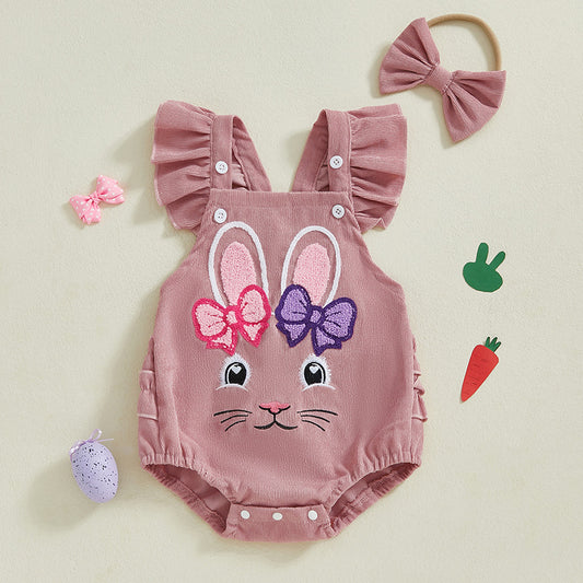 Conjunto de Dos Piezas Conejito Adorable en Pana para Bebé