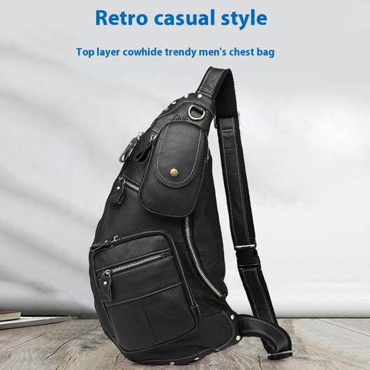 Bolsa Mensajero de Cuero Genuino Estilo Retro con Gran Capacidad para Hombre