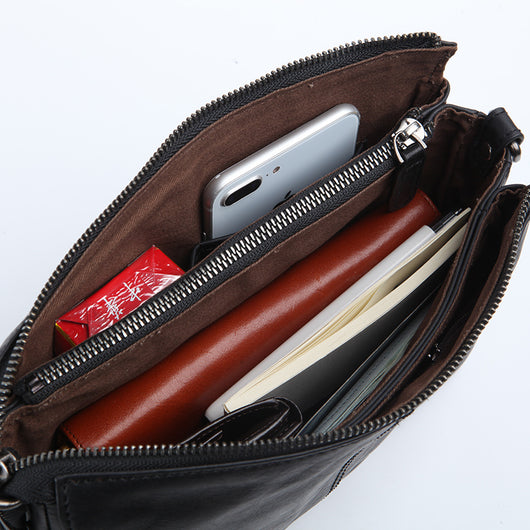 Bolso Bandolera de Cuero Genuino con Corte Transversal - Image 10