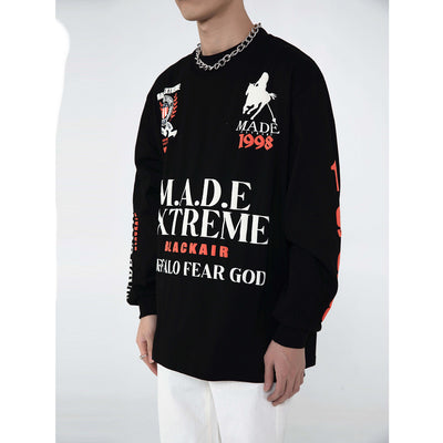 Camiseta Manga Larga Cuello Redondo con Letras Creativas para Hombre - Image 5