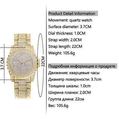 Reloj de Cuarzo Dorado con Cristales Brillantes para Mujer - Image 12