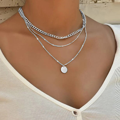 Collar de Cadenas en Capas para Mujer con Dije de Disco - Image 7