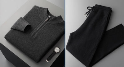 Suéter de Punto Grueso con Media Cremallera - Lana de Cabra Premium para Hombre - Image 7