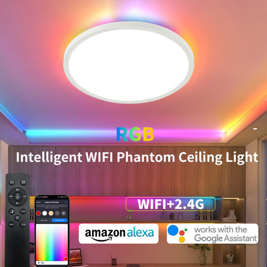 Plafón LED Dorado para Dormitorio 24W con Retroiluminación RGB Integrada - Image 6