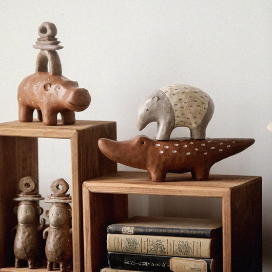 Adornos Vintage de Resina Artesanal con Animales para Estantería - Image 2