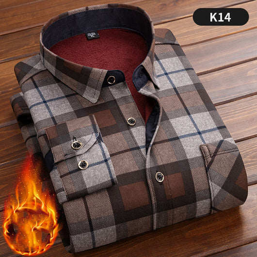 Camisa Cálida Acolchada de Terciopelo para Hombre Talla Grande - Image 13