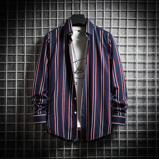 Camisa Manga Larga Slim Fit Estilo Coreano Talla Grande Hombre - Image 8