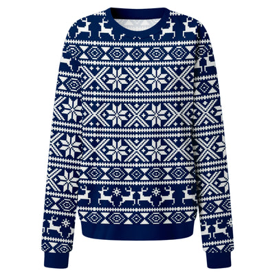 Suéter Navideño Estampado con Reno - Estilo Europeo y Americano para Mujer - Image 11