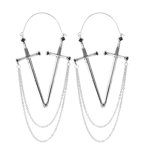 Aretes Largos de Espada Exagerada con Borla Elegante - Image 10