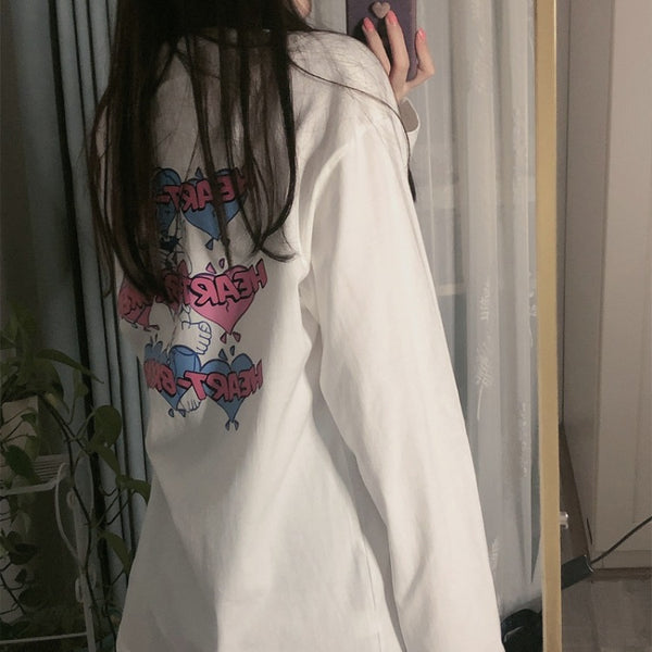 Playera Manga Larga Estampado Love Mujer Suelta