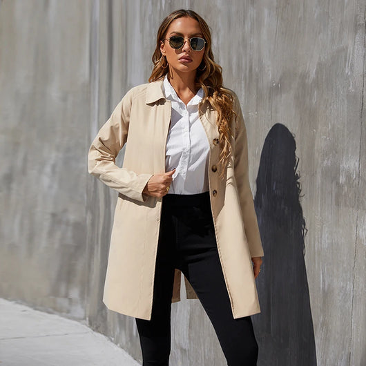 Abrigo Tipo Trench Clásico Británico para Mujer - Elegancia y Sofisticación