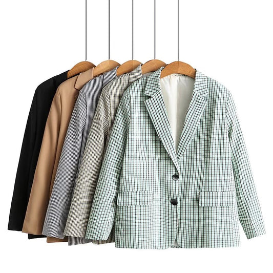 Blazer Cuadrille Retro Slim Fit Talla Grande para Mujer