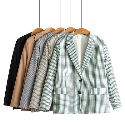 Blazer Cuadrille Retro Slim Fit Talla Grande para Mujer