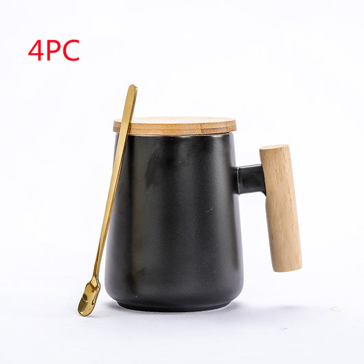 Taza de Oficina Retro Cerámica Negro y Blanco con Tapa - Image 11