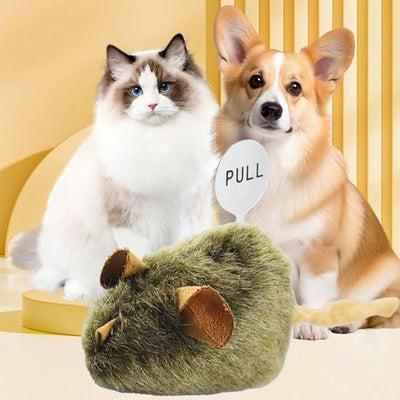 Three green plush mouse cat toys with tan ears and tails, one hanging upside down, against a white background. - Image 11