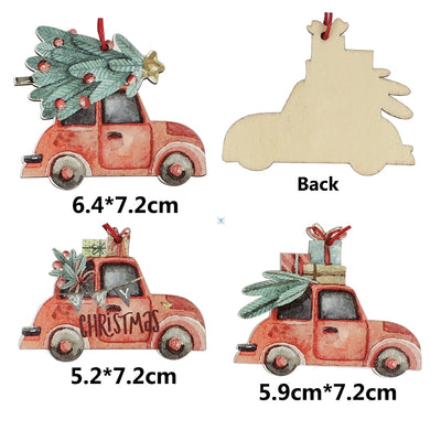 Set de 3 Adornos Navideños Vintage con Camión y Árbol en Madera - Image 4