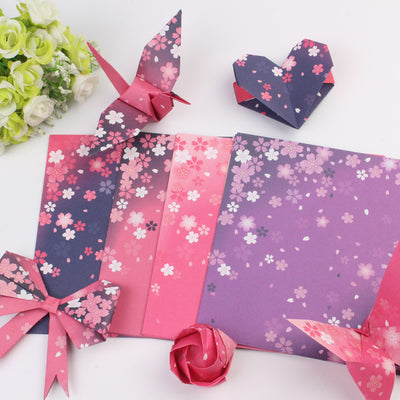 Papel Origami Reversible Bicolor con Estampado Floral Japonés - Image 3