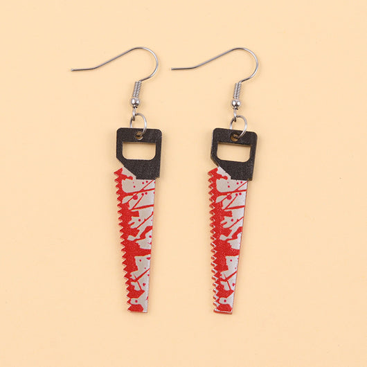 Aretes de Hacha Ensangrentada Halloween - Diseño Acrílic Retro