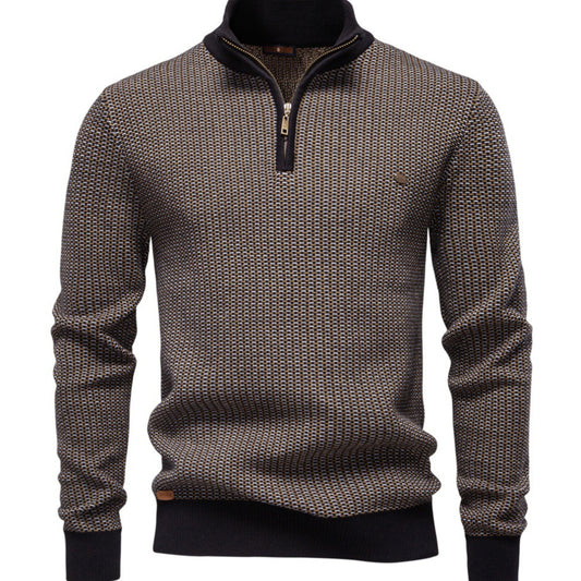 Suéter Casual para Hombre con Cuello Alto y Cierre Medio